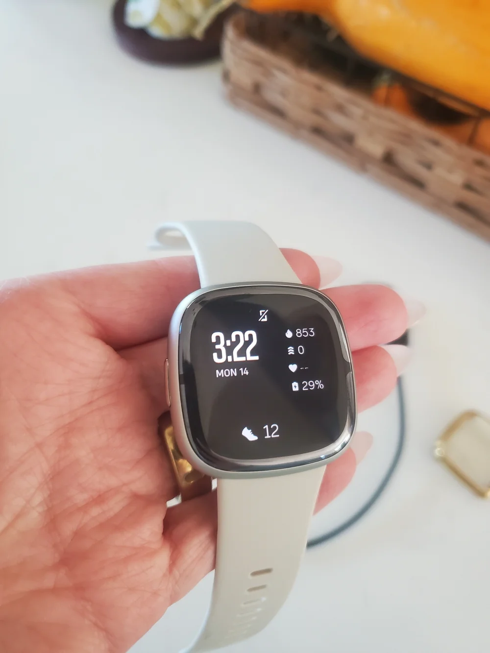 Fitbit Sense 2 smartwatch With Charger And Gold Screen Protector.